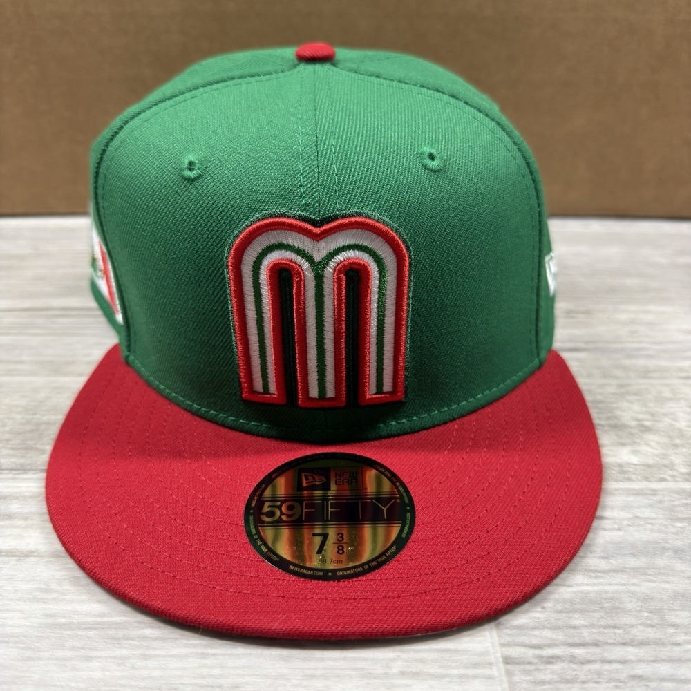 New Era 59Fifty Mexico World Baseball Classic Fitted Hat Size 7 3/8 Green Red